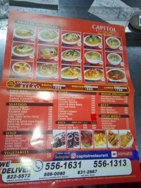 capitol restaurant pasay contact number|Capitol Restaurant, Pasay .